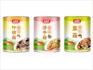 北京山達食品公司蘑菇罐頭包裝設(shè)計