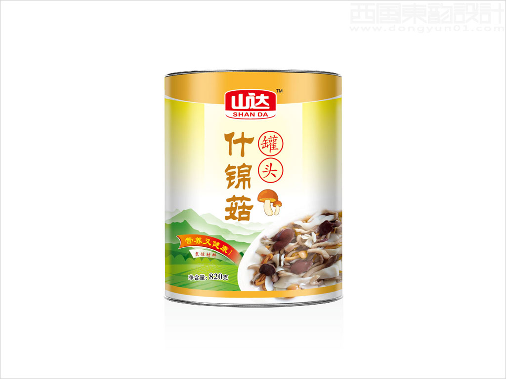 北京山達(dá)食品有限公司什錦菇罐頭食品包裝設(shè)計(jì)