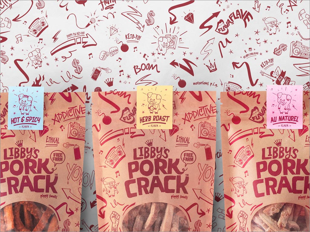 美國Libby's Pork Crack休閑食品包裝袋設計之天窗展示