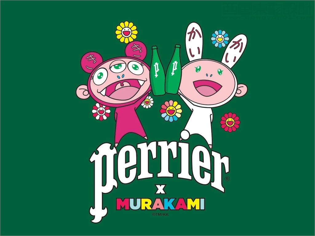 法國Perrier與日本藝術家村上隆合作蘇打水logo設計