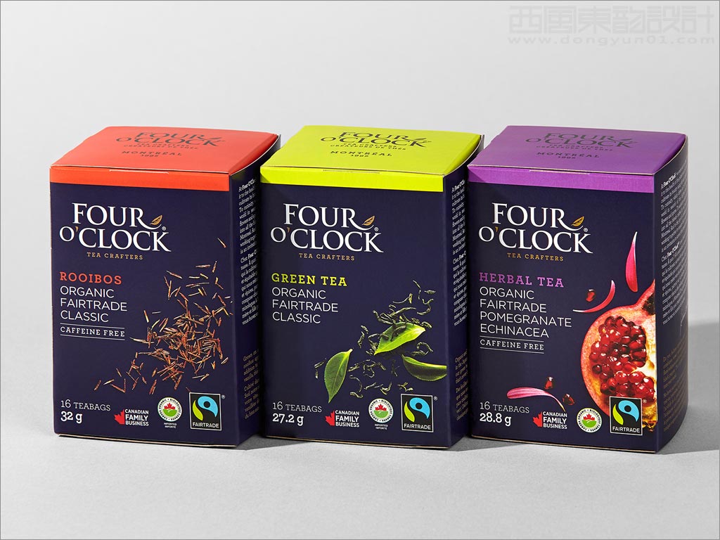 加拿大Four O'Clock有機(jī)茶飲品包裝盒設(shè)計(jì)